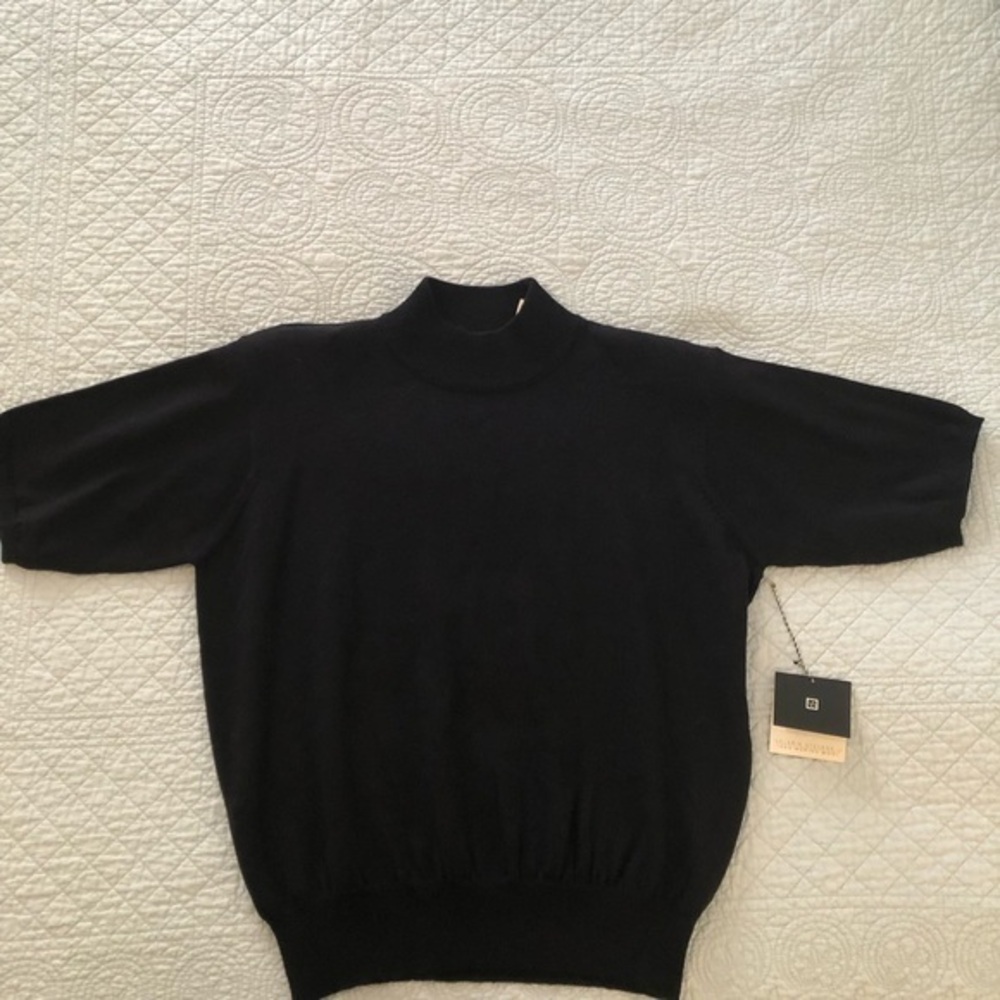 Vintage Valerie Stevens II black merino wool short sleeve sweater. Size 1X.